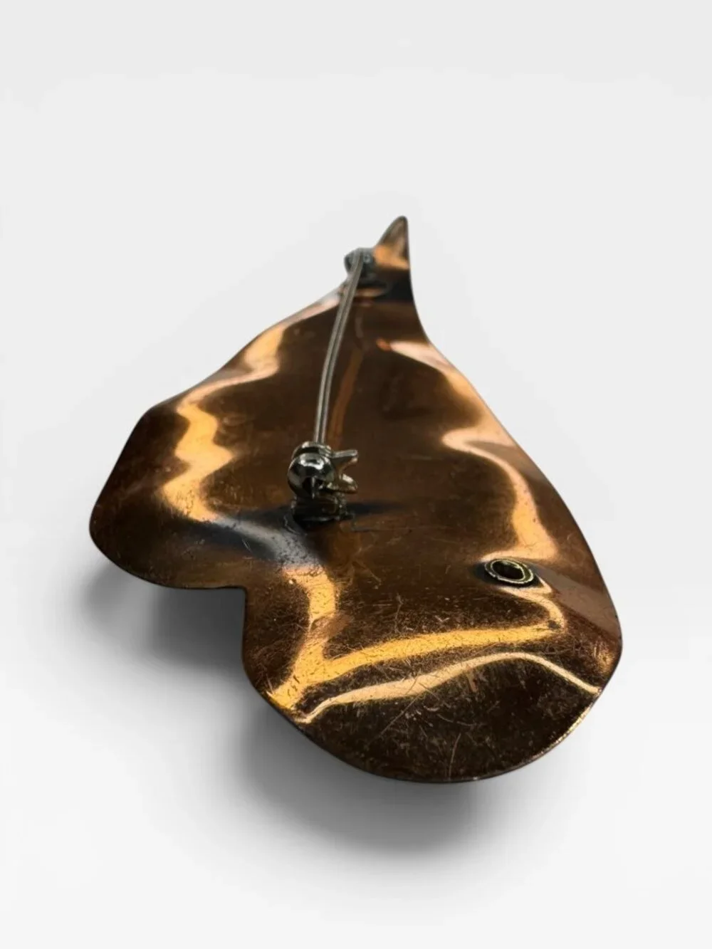 Genuine Copper Abstract Leaf Brooch Mid Century Modern Studio Craft Pin
